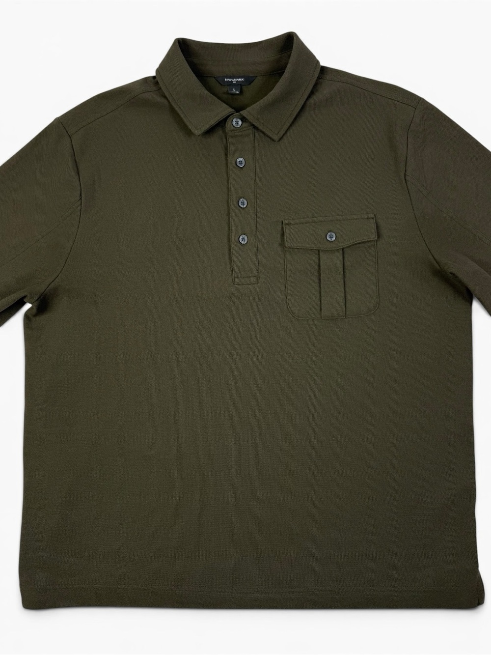 Banana Republic Olive Honeycomb Piqué Long Sleeve Polo Shirt Men’s Large NWOT